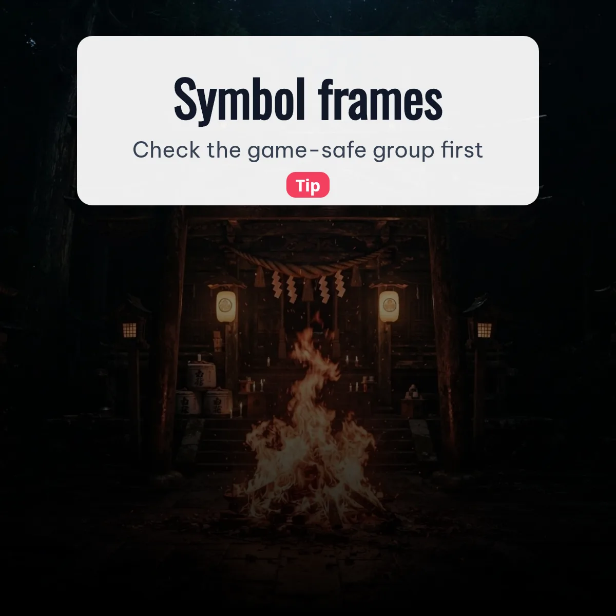 Hot Free Fire names with symbol frames beside a burning shrine